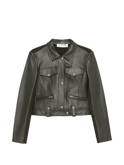 Iro Long-sleeved Leather Jacket In Green
