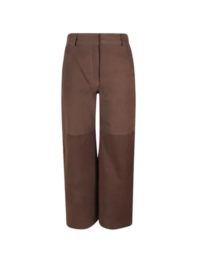 Iro Panelled Leather Trousers In Brown