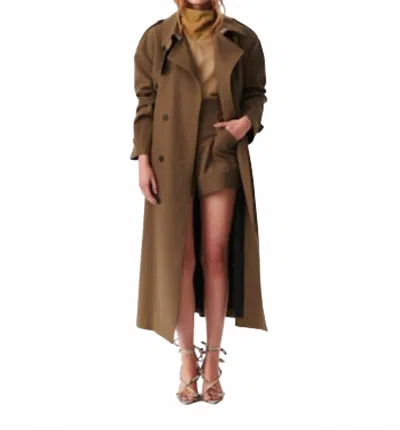 Iro Paris Kalana Trench Coat In Dark Khaki In Brown