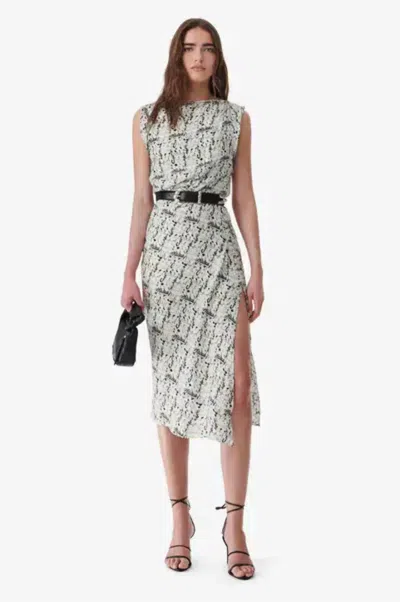 Iro Paris Rachelie Printed Silk Long Dress In Grey In Neutral
