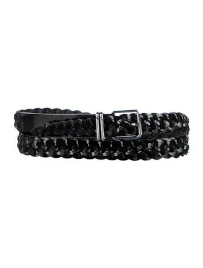 Pre-owned Iro Patent Leather Braided Accents Belt In Black