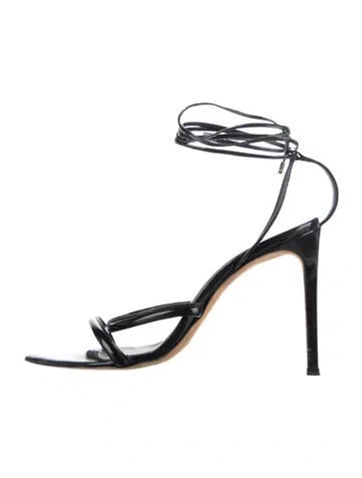 Pre-owned Iro Patent Leather Crystal Embellishments Sandals In Black