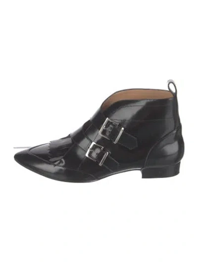 Pre-owned Iro Patent Leather Fringe Trim Accent Boots In Black