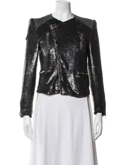 Pre-owned Iro Patterned Biker Jacket In Blue
