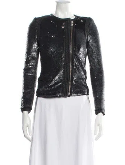 Pre-owned Iro Patterned Biker Jacket In Grey/silver