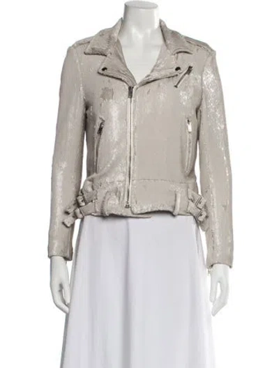 Pre-owned Iro Patterned Biker Jacket In Silver