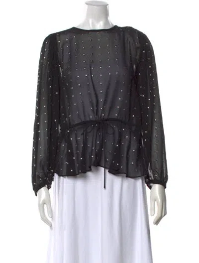 Pre-owned Iro Patterned Crew Neck Blouse In Black