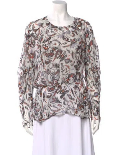 Pre-owned Iro Patterned Crew Neck Blouse W/ Tags In White