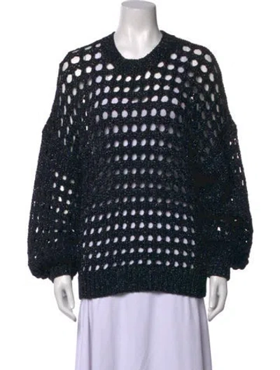 Pre-owned Iro Patterned Crew Neck Sweater In Black/blue/metallic