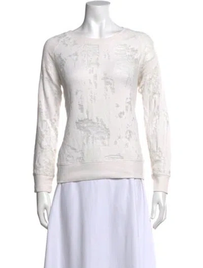 Pre-owned Iro Patterned Crew Neck Sweatshirt In White