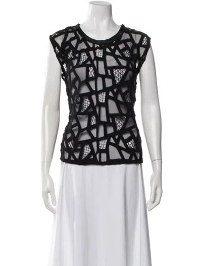 Pre-owned Iro Patterned Crew Neck Top In Black