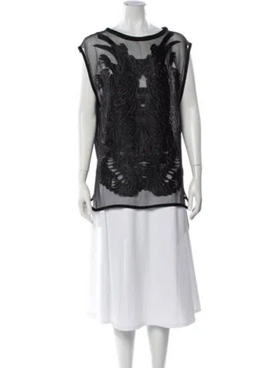 Pre-owned Iro Patterned Crew Neck Top In Black