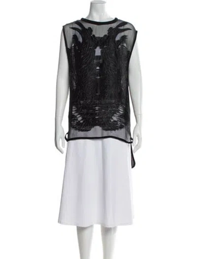 Pre-owned Iro Patterned Crew Neck Top In Black