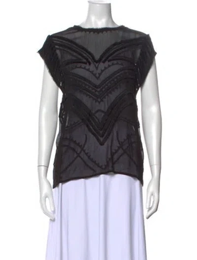 Pre-owned Iro Patterned Crew Neck Top In Black