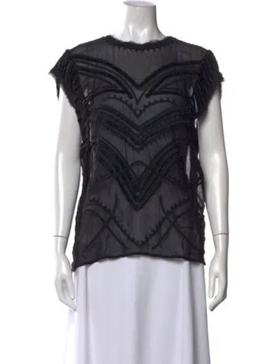 Pre-owned Iro Patterned Crew Neck Top In Black
