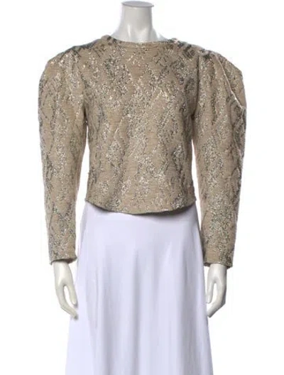 Pre-owned Iro Patterned Crew Neck Top In Gold/neutrals