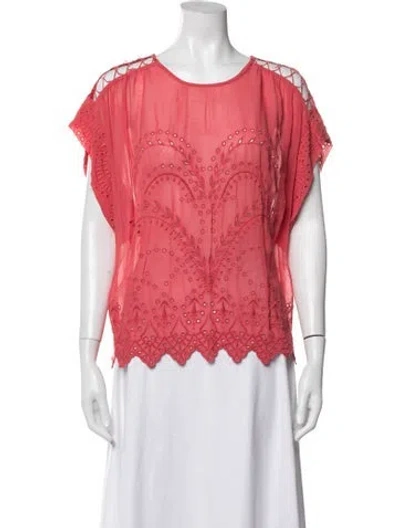 Pre-owned Iro Patterned Crew Neck Top In Pink