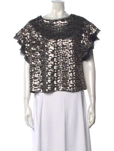 Pre-owned Iro Patterned Crew Neck Top In Silver