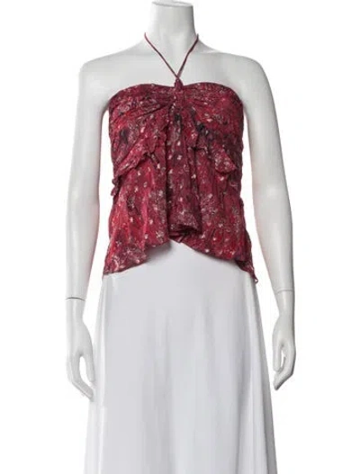 Pre-owned Iro Patterned Halterneck Top In Red