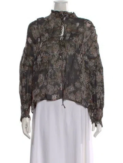 Pre-owned Iro Patterned Long Sleeve Blouse In Black