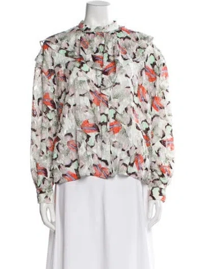 Pre-owned Iro Patterned Long Sleeve Blouse In Green