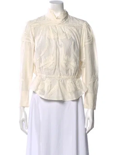 Pre-owned Iro Patterned Long Sleeve Blouse In White