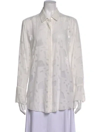 Pre-owned Iro Patterned Long Sleeve Blouse In White