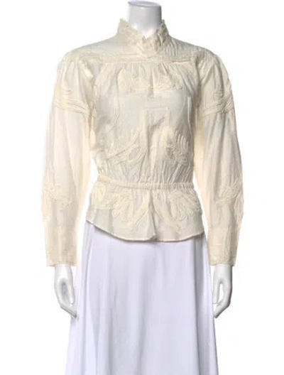 Pre-owned Iro Patterned Long Sleeve Blouse In White