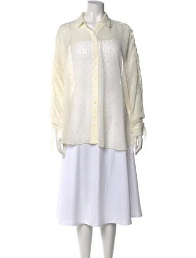 Pre-owned Iro Patterned Long Sleeve Button-up Top In Neutral