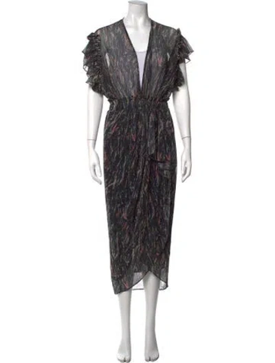 Pre-owned Iro Patterned Midi Length Dress In Black/metallic