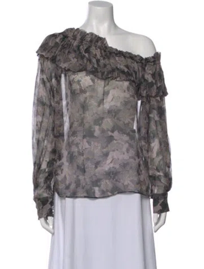 Pre-owned Iro Patterned Off-the-shoulder Blouse In Purple