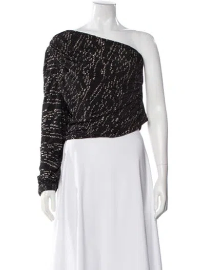Pre-owned Iro Patterned One-shoulder Top In Black