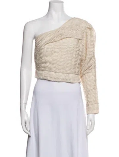 Pre-owned Iro Patterned One-shoulder Top In Neutrals