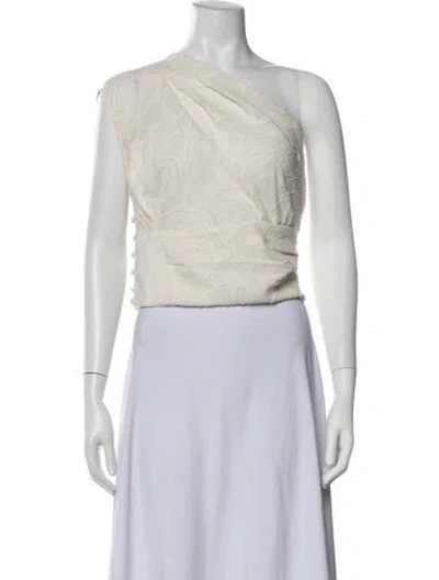 Pre-owned Iro Patterned One-shoulder Top In Neutrals/white