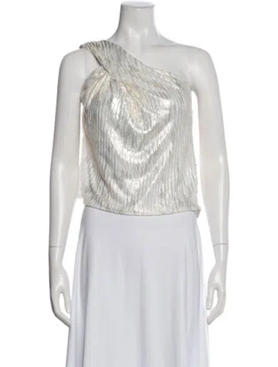 Pre-owned Iro Patterned One-shoulder Top In White