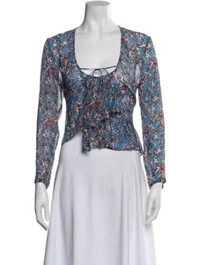 Pre-owned Iro Patterned Scoop Neck Blouse In Blue