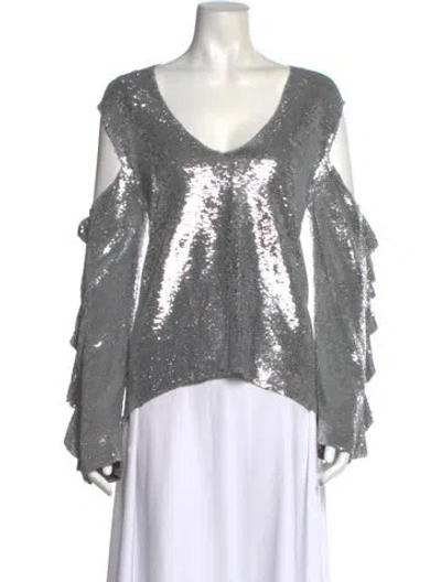 Pre-owned Iro Patterned Scoop Neck Blouse In Silver