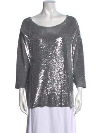 Pre-owned Iro Patterned Scoop Neck Top In Silver