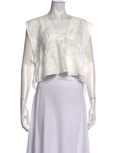 Pre-owned Iro Patterned Square Neckline Crop Top W/ Tags In White