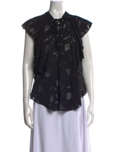 Pre-owned Iro Patterned Tie Neck Blouse In Black