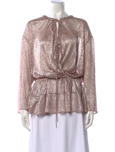 Pre-owned Iro Patterned Tie Neck Blouse In Pink