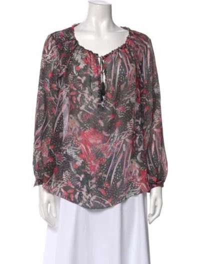 Pre-owned Iro Patterned Tie Neck Blouse In Red