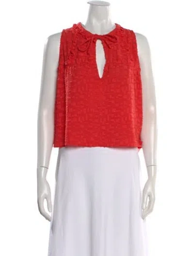 Pre-owned Iro Patterned Tie Neck Crop Top In Red