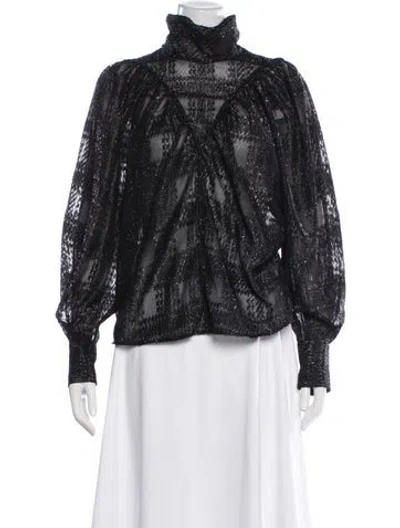 Pre-owned Iro Patterned Turtleneck Blouse W/ Tags In Black