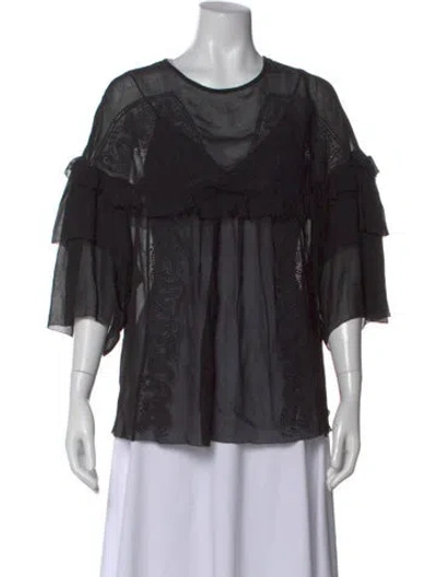 Pre-owned Iro Patterned V-neck Blouse In Black