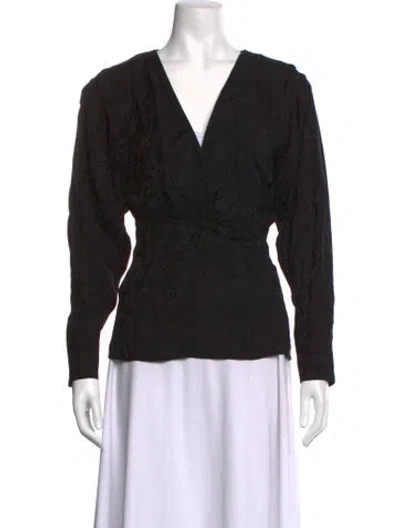 Pre-owned Iro Patterned V-neck Blouse W/ Tags In Black