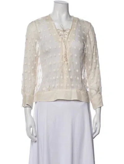 Pre-owned Iro Patterned V-neck Blouse W/ Tags In Neutrals