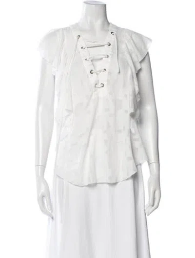 Pre-owned Iro Patterned V-neck Blouse In White