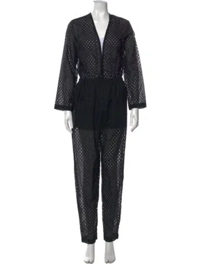 Pre-owned Iro Patterned V-neck Jumpsuit In Black