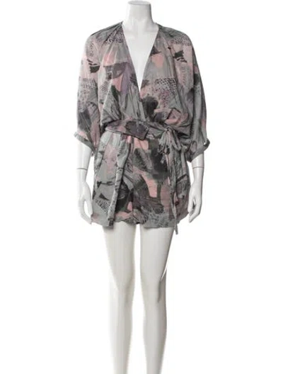 Pre-owned Iro Patterned V-neck Romper In Grey